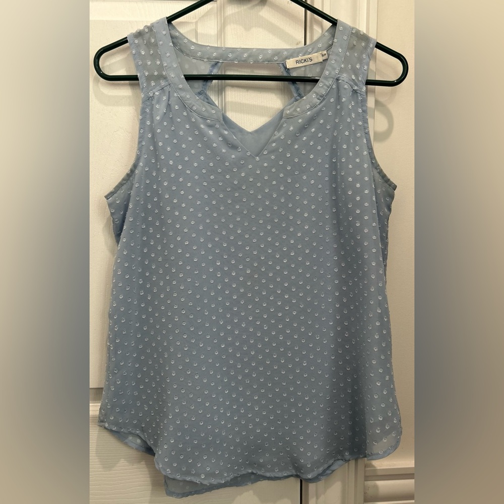 Ricki's Blue Sleeveless Tank Top with Polka Dots